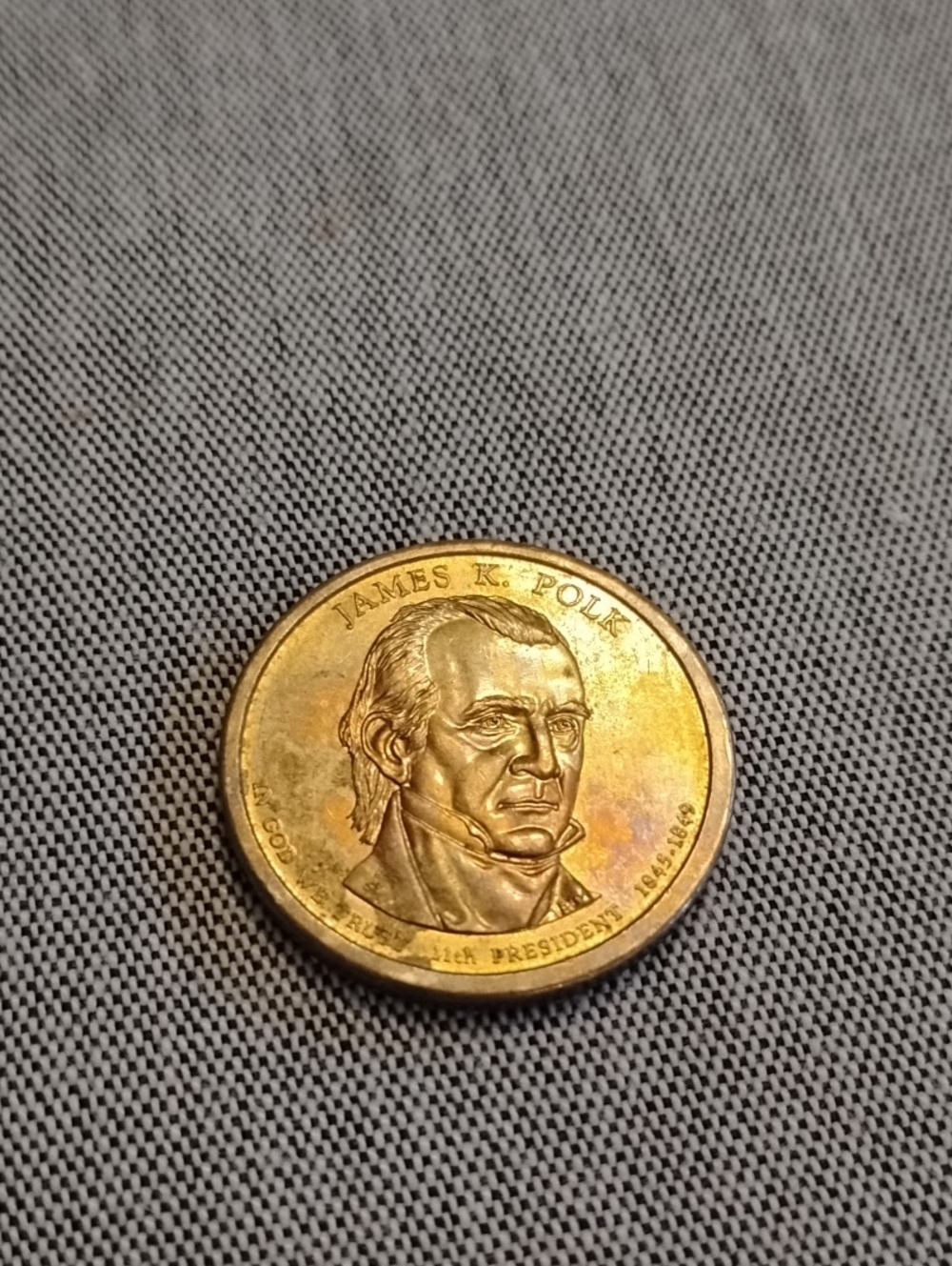 Rare US Presidential $1 Coin - James K. Polk - Gold Tone